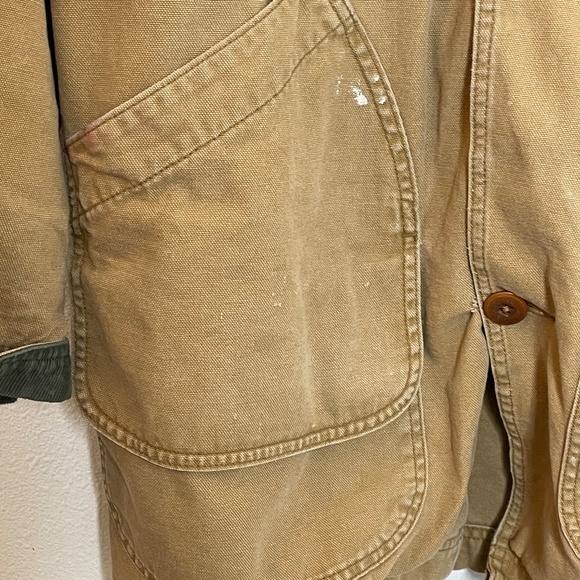 Vintage L.L .Bean Chore Jacket Coat Size LT Beige Wool Blend Button In Lining - Picture 9 of 14